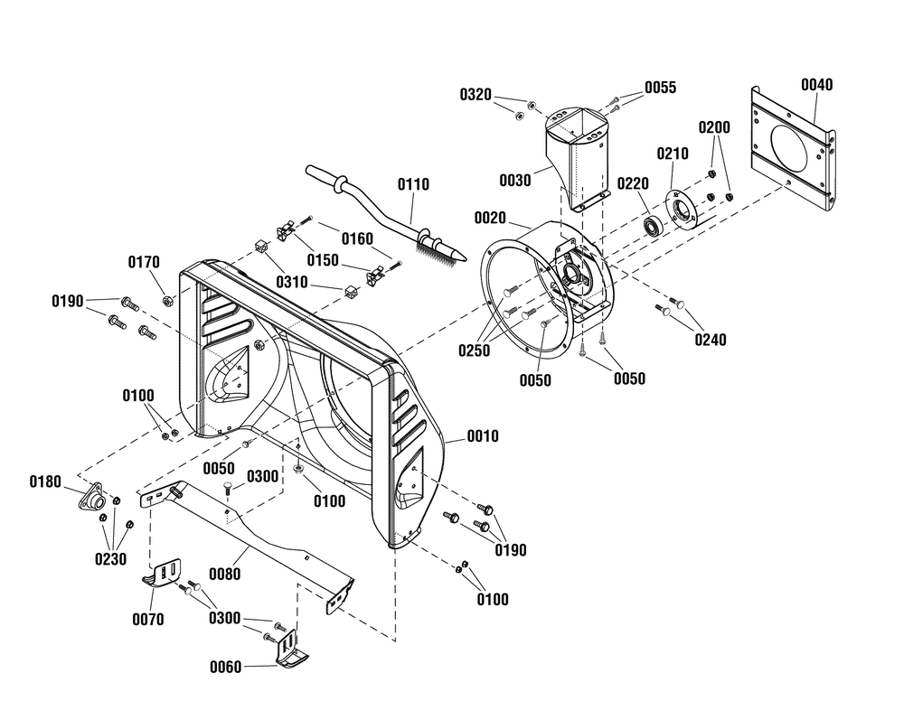 Auger Housing Group Diagram and Parts List for 1696154-00-824LD 2012 Briggs and Stratton Snow Blower